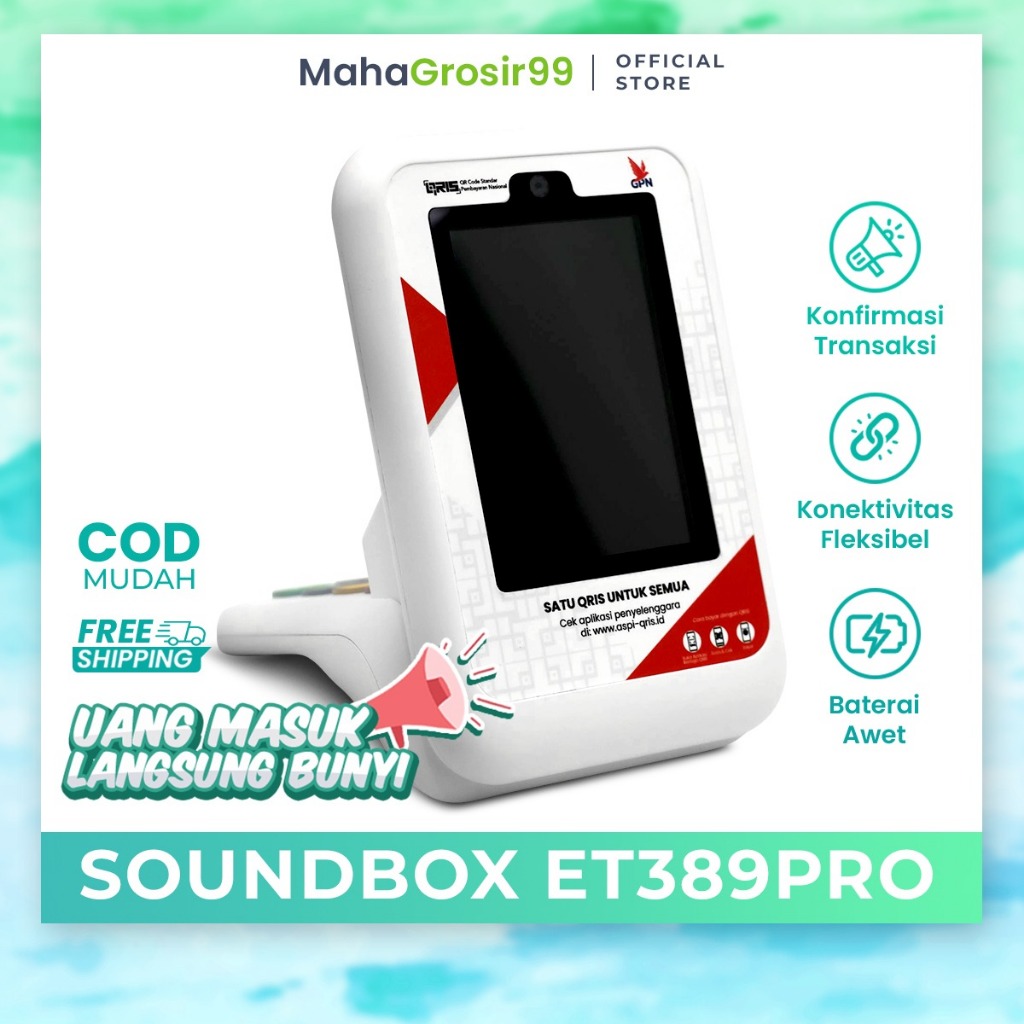 Mahagrosir QRIS - Soundbox - Cahaya - ET389 PRO