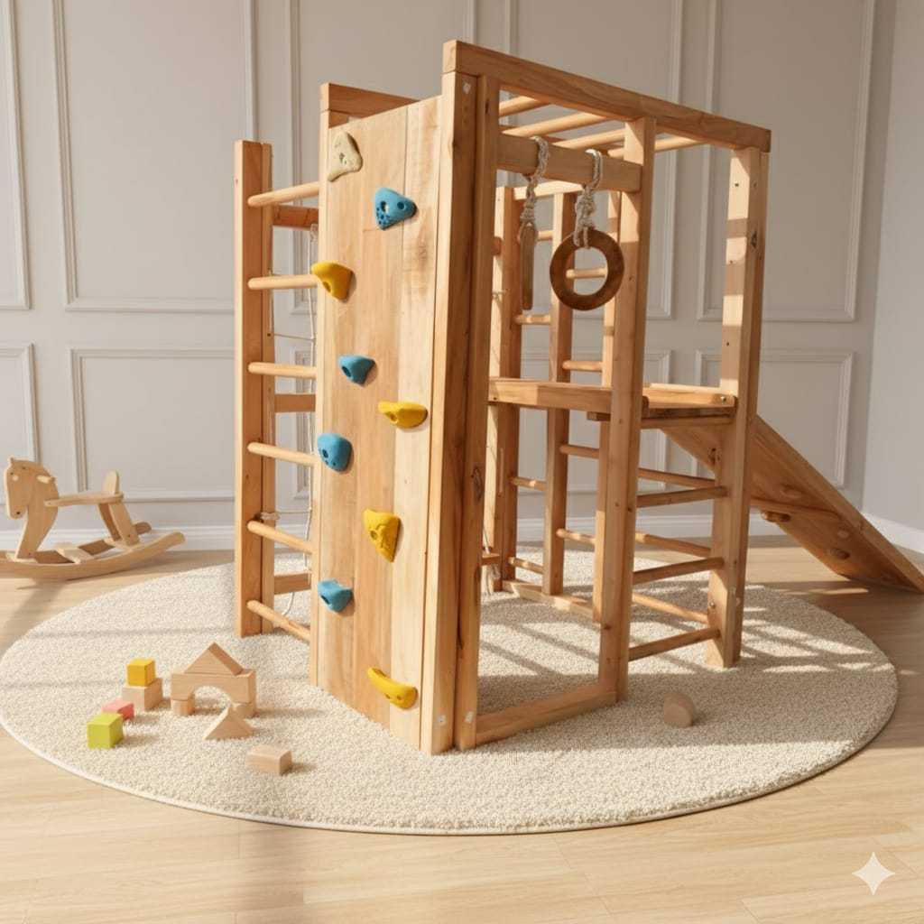 Brakiasi Anak Kayu Playground Fullset – Ayunan Panjatan Climber Monkey Bar Prosotan Super Kuat