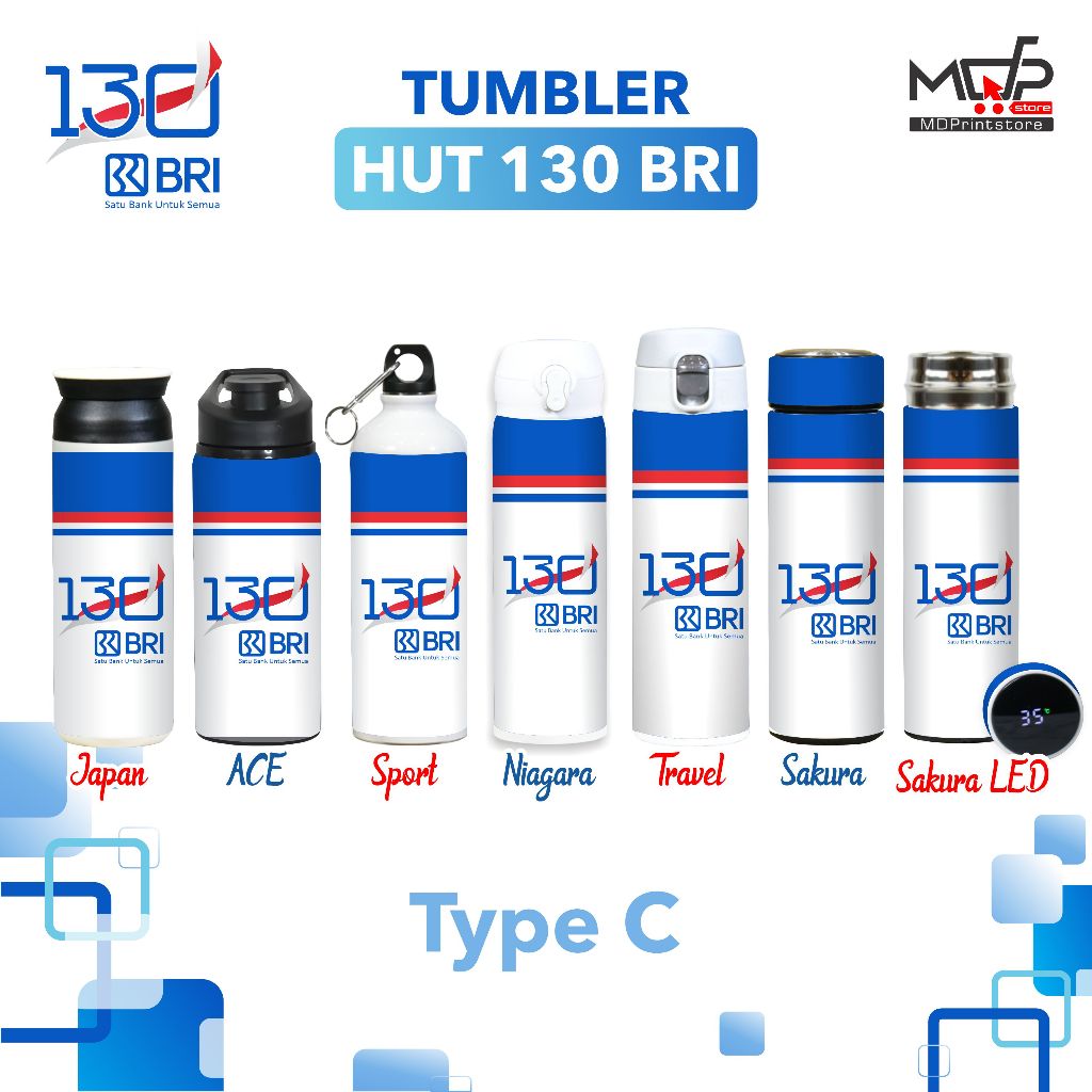 TUMBLER HUT BRI 130 TYPE C TERMOS BOTOL MINUM BANK BRI MDPRINTSTORE