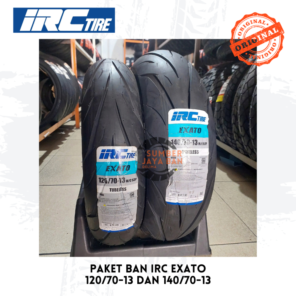 Paket Sepasang Ban IRC EXATO 120/70-13 Dan 140/70-13 Ring 120/70-13 Dan 140/70-13 Ban Tubeless Tubbl