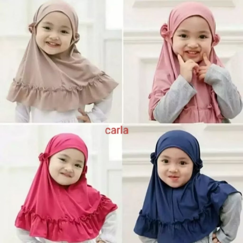 Jilbab anak/jilbab bayi perempuan/hijab bayi perempuan/jilbab carla 0-3 tahun