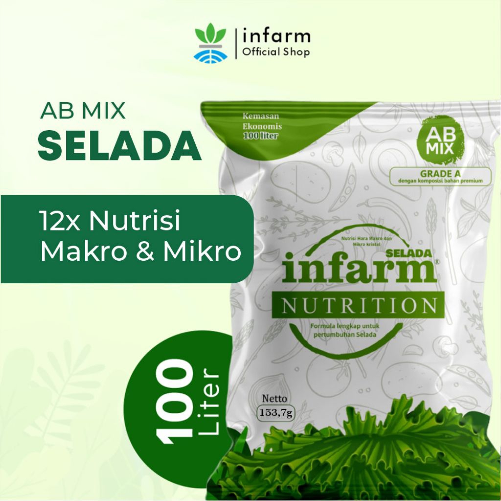 Infarm AB MIX selada Nutrisi Hidroponik dan Tanah Konvensional