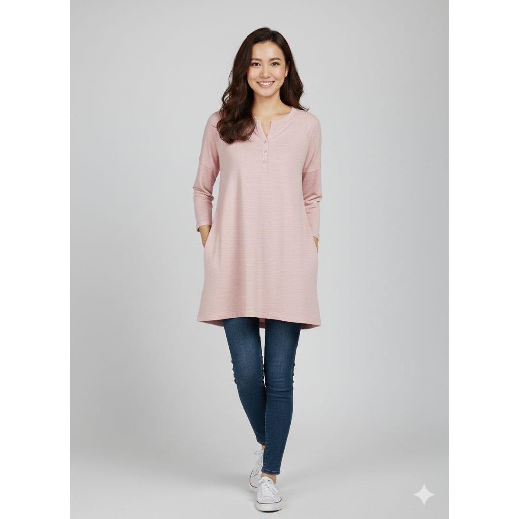 PARAPHRASE Blouse henley Soft pink polos blus branded wanita