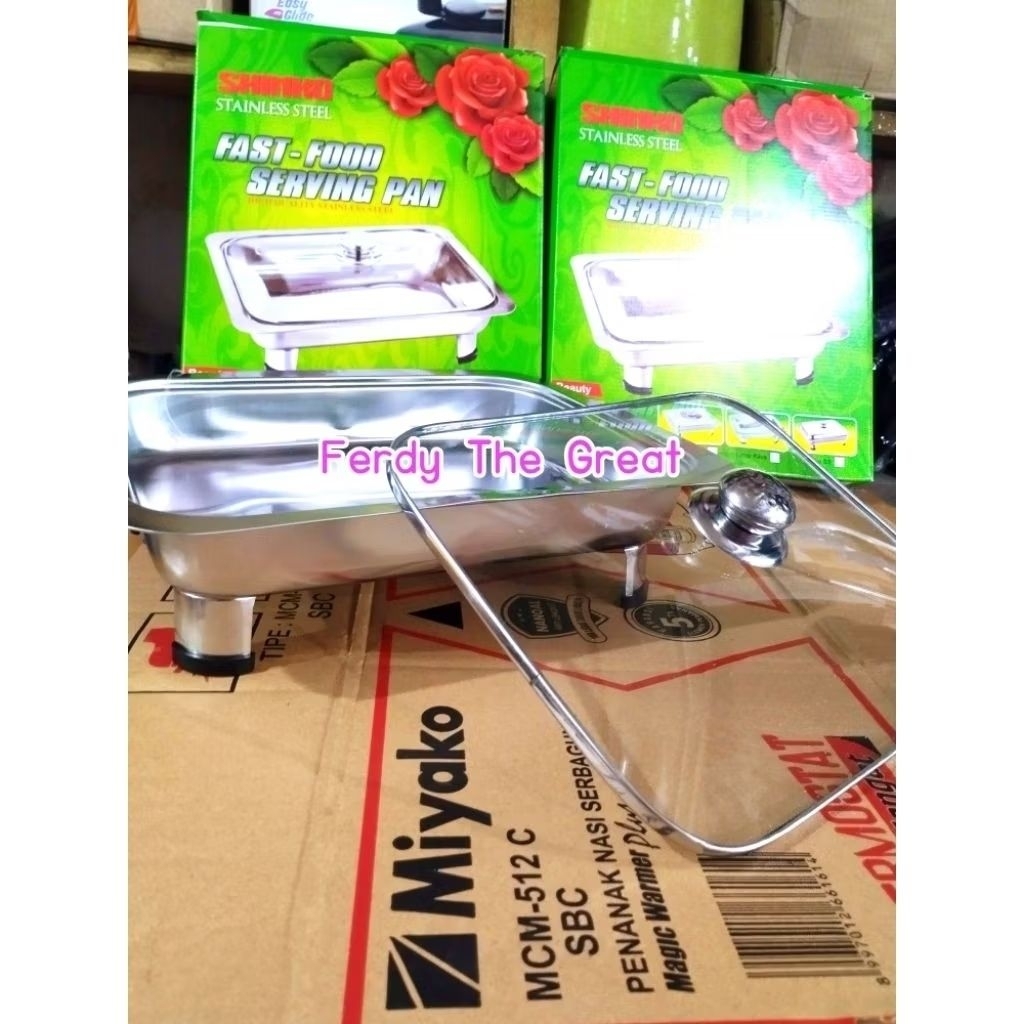 Prasmanan makanan / tempat makanan / Fast Food Tutup kaca stainless steel / prasmanan stainless / pr
