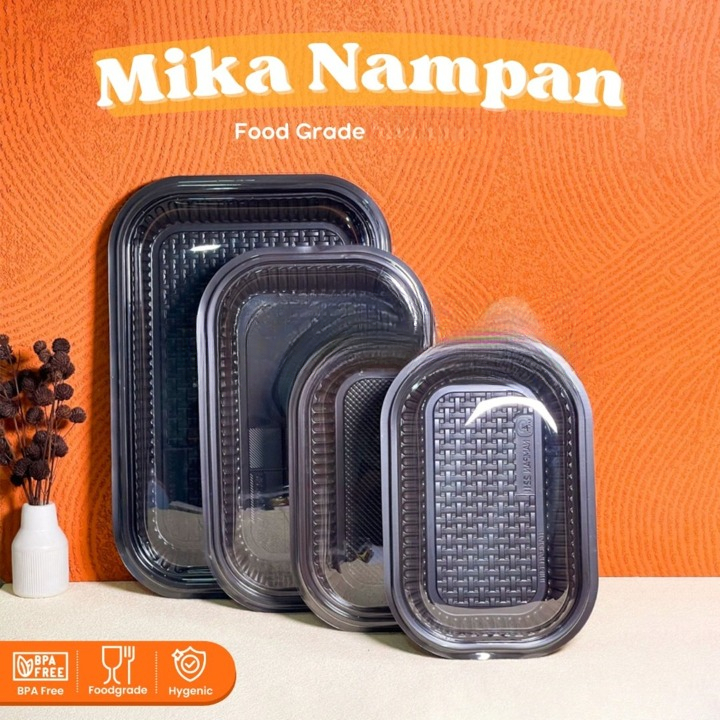 Mika Nampan Plastik Tray + Tutup Hantaran Kue Snack Kecil Sedang Besar