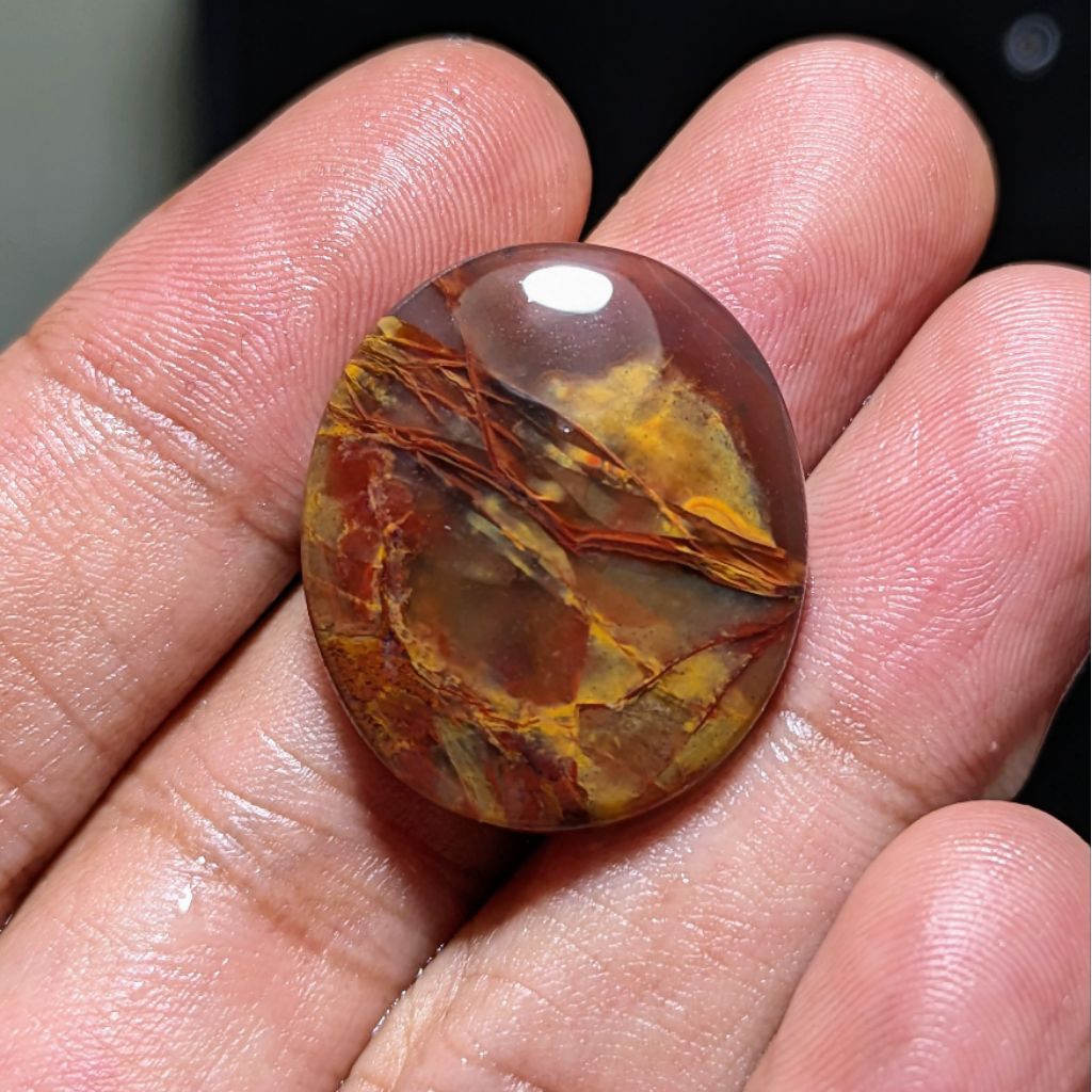 Batu Akik Garut Tembaga Motif Gambar Cicak/Toke Kualitas Kristal, Tinggal Naik Ring Perak.