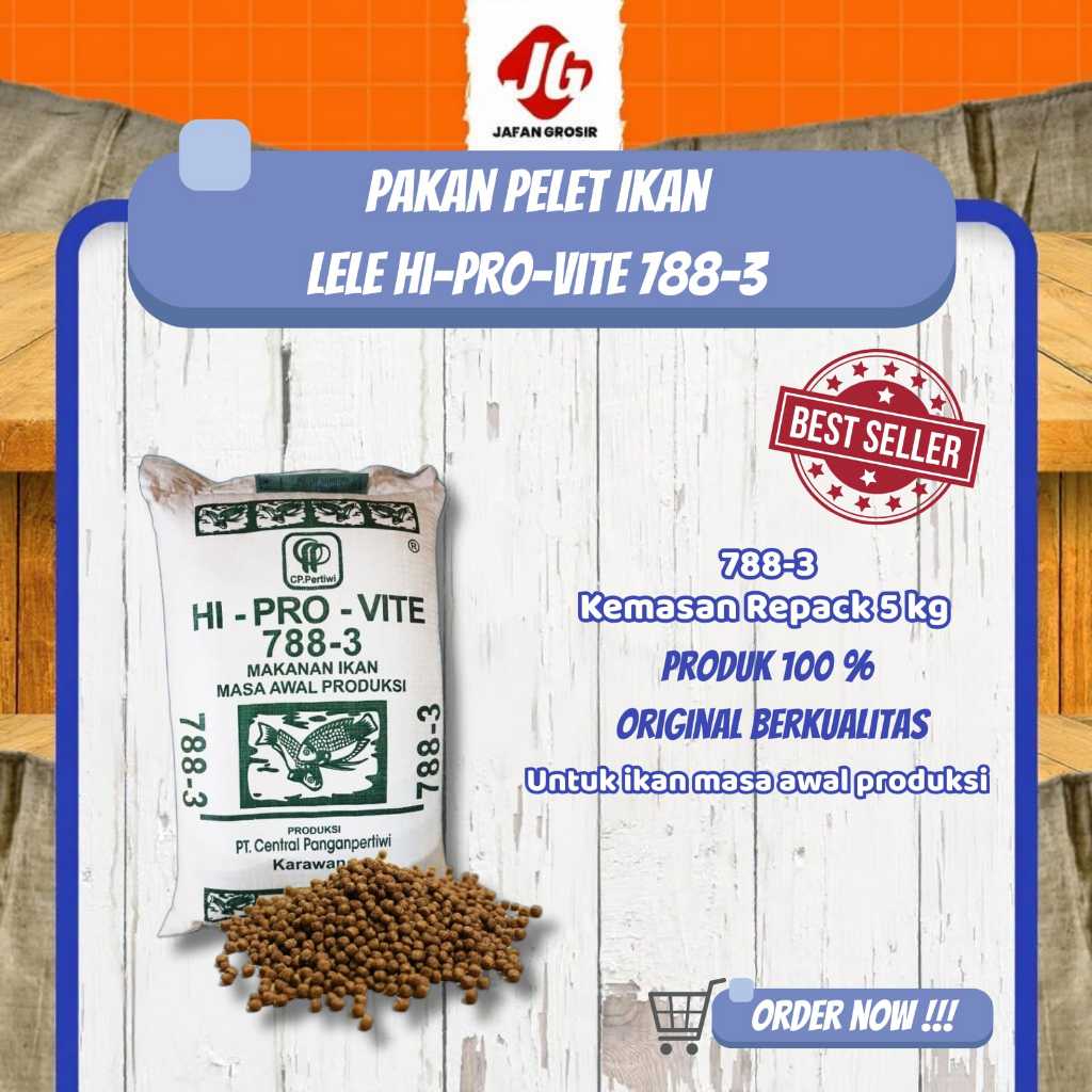 Pakan Ikan 788 Ukuran 3 Mili Pakan Ikan Nila Mas Lele Gurame dikemas 5 Kg