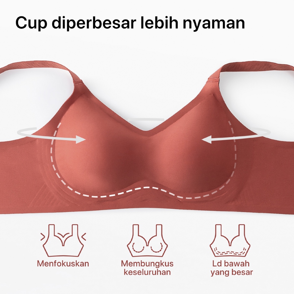 PROMO GRENEY - Set Bra Big Size Tali Lebar Bergesper Tanpa Kawat Tanpa Busa Bra Push Up Jumbo +