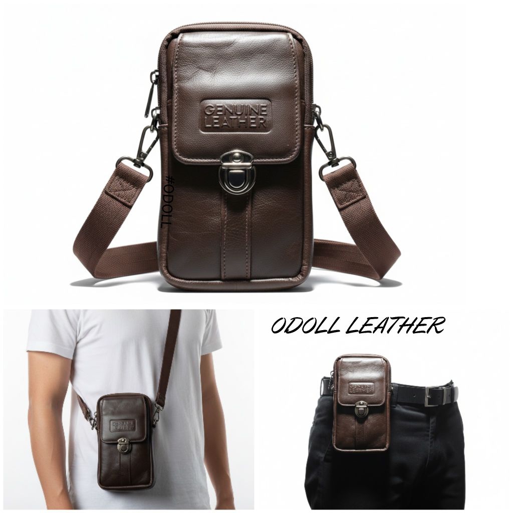 Tas Hp Pinggang Pria Kulit Asli Ukuran Kecil Dompet Hp Atau Tempat Untuk Hp
