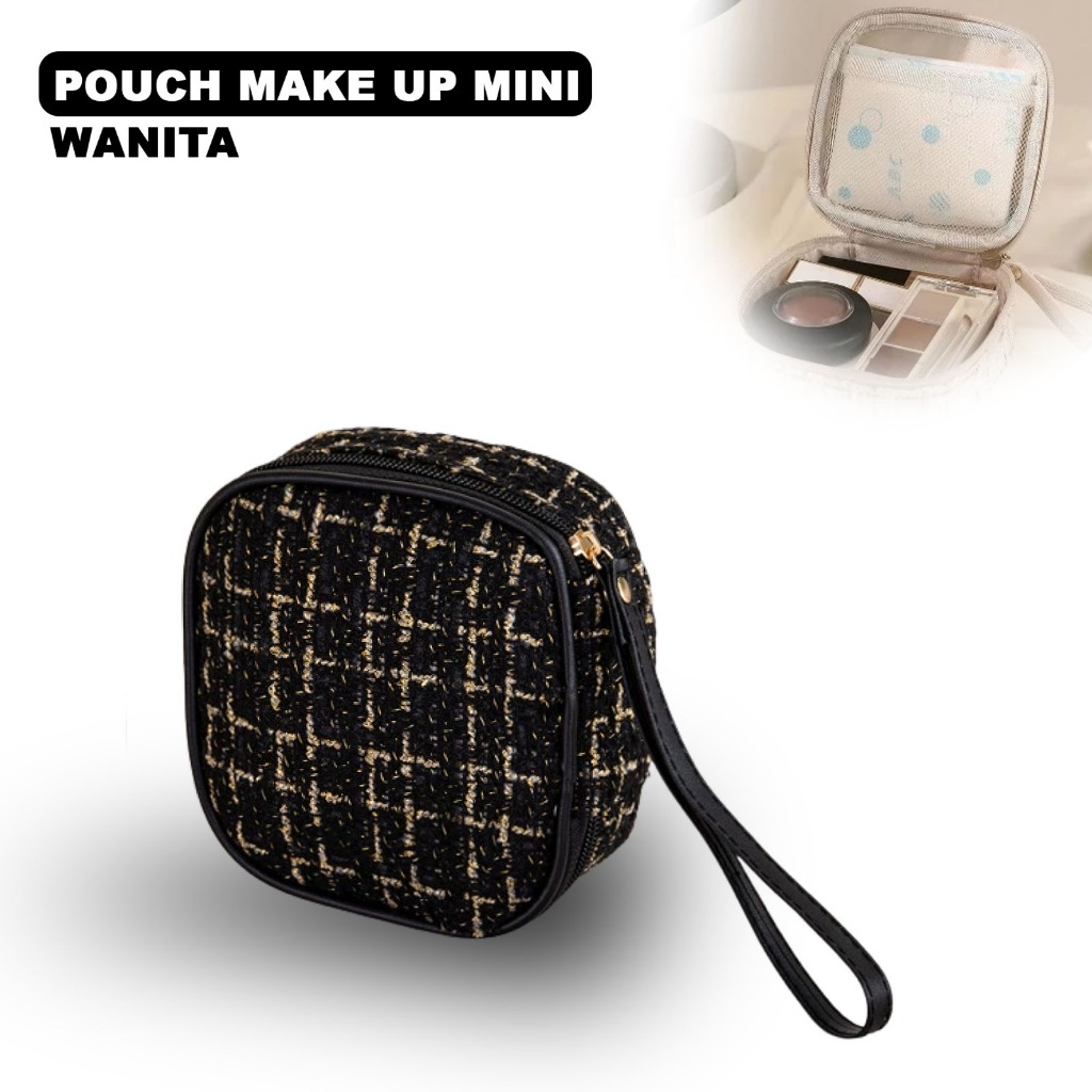 Tas Pouch Make Up Mini Tas Kosmetik Rajut Polos Travel Pouch Mini Simple New Collection - BK 6033
