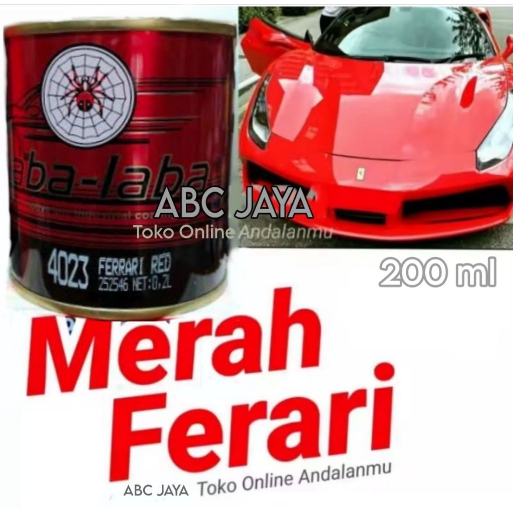 Cat Spider Laba-Laba 4023 Ferrari Red 200ml Merah Mobil Ferari Merah Cerah Solid Mengkilap Glossy Gl