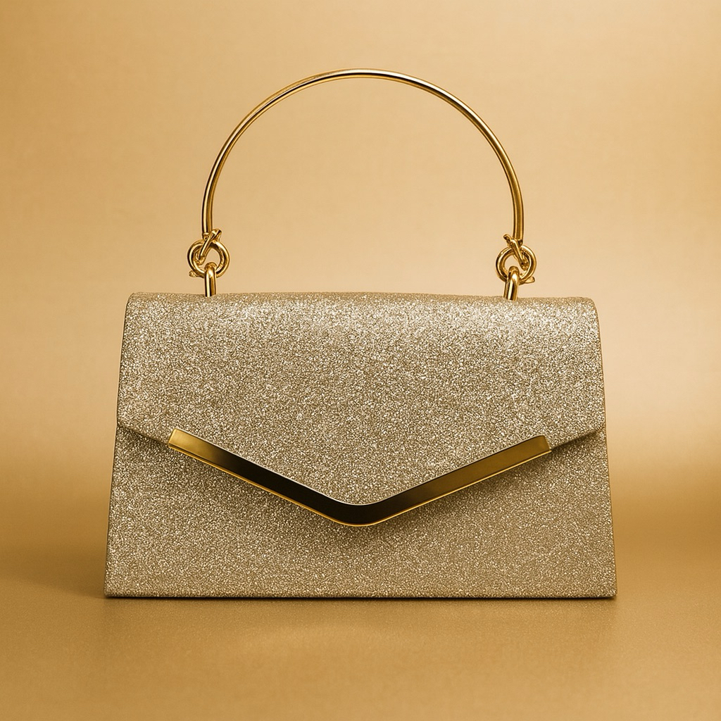 Tas Pesta Wanita Premium Gold Glitter Elegan
