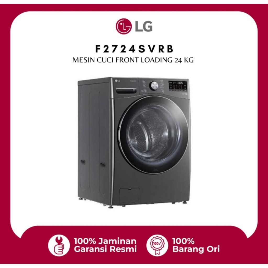 MESIN CUCI FRONT LOADING LG 24KG INVERTER F2724SVRB FRONT LOADING LG 24KG DENGAN STEAM MESINCUCI LG 