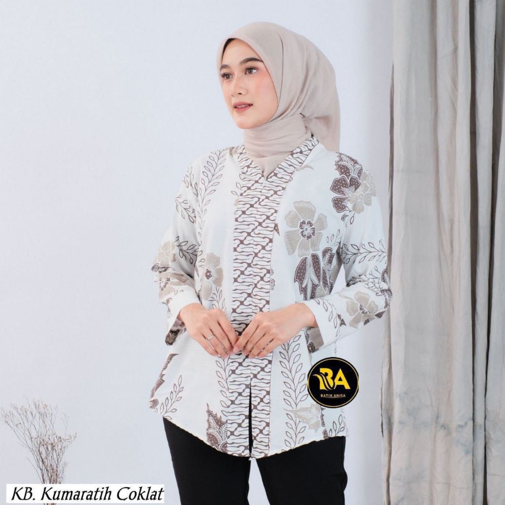 Batik Kerja Premium Motif Songket Atasan Batik Wanita Modern Lengan Panjang Kombinasi