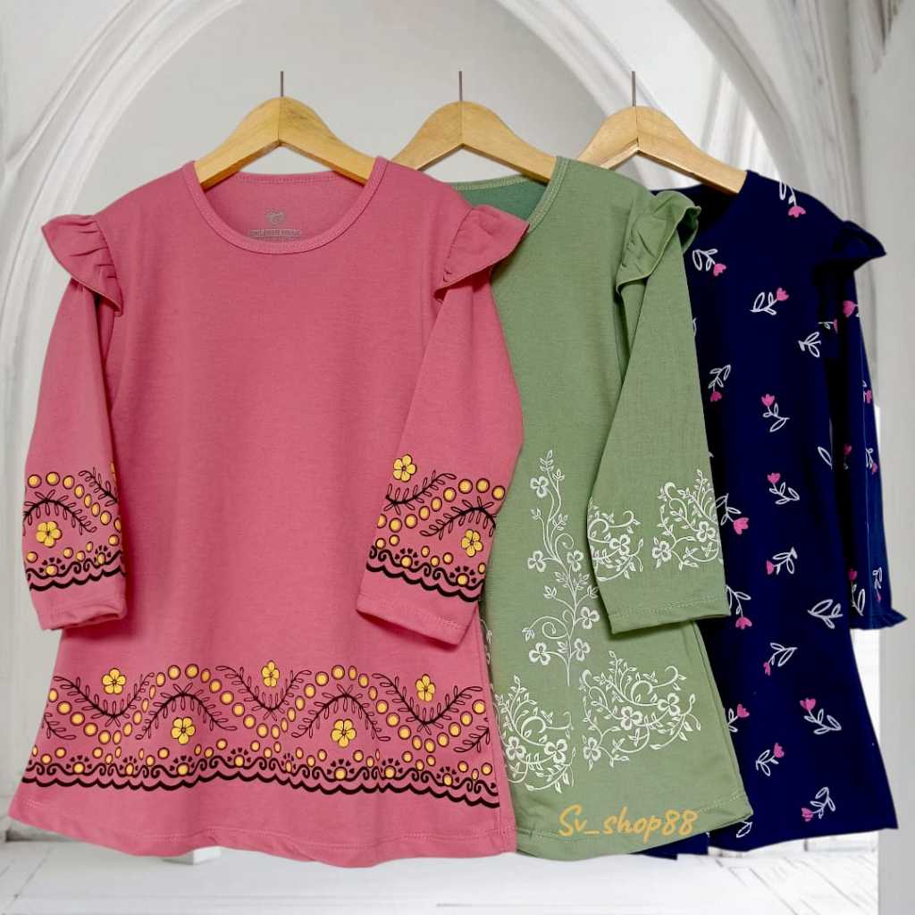 Tunik Kaos Anak Prempuan Lengan Panjang Usia 2-8 Tahun/Daster Anak Lengan Panjang Usia 2-8 Tahun