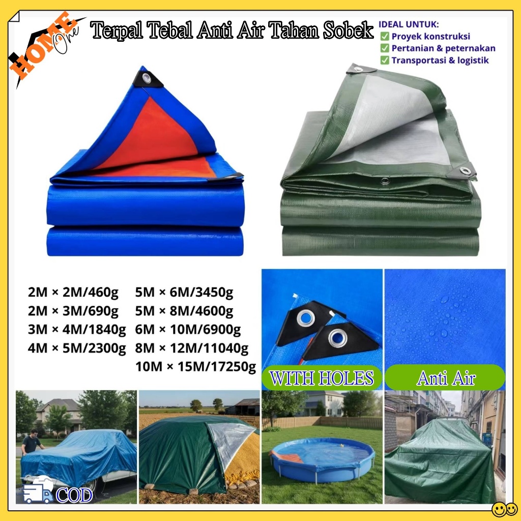 Terpal Biru Hijau Atap 6x10M Terpal Anti Air dan Panas/Terpal Atap Tebal Anti UV/Tahan Panas Sobek