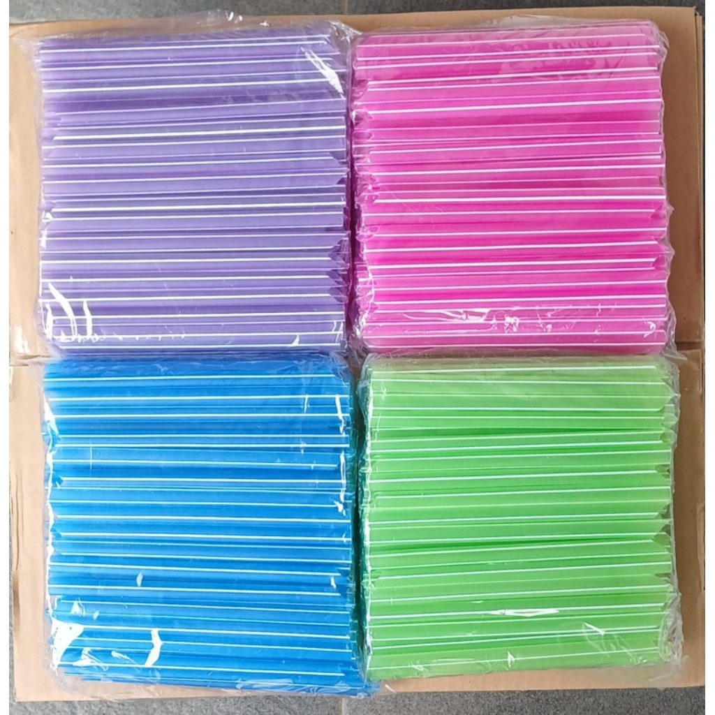 Sedotan Boba Jelly Cao Degan Ujung Lancip Diameter 12mm Premium Warna Merah Kuning Biru berat 180 gr