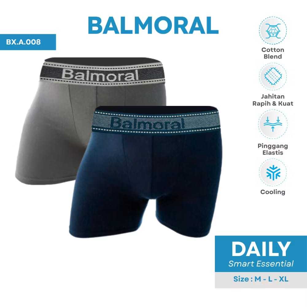 Balmoral Daily Celana Dalam Pria Boxer 2 Pcs Rayon Spandex BX.A.008