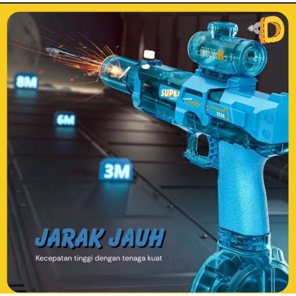 Mainan anak  pistol air electric lampu  baterai charge Electric Water Gun