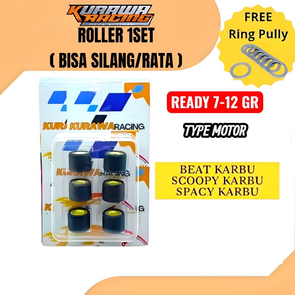 ROLLER 1SET (6pcs) KURAWA RACING (Beat Karbu/Scoopy Karbu/Spacy Karbu) | CVT |