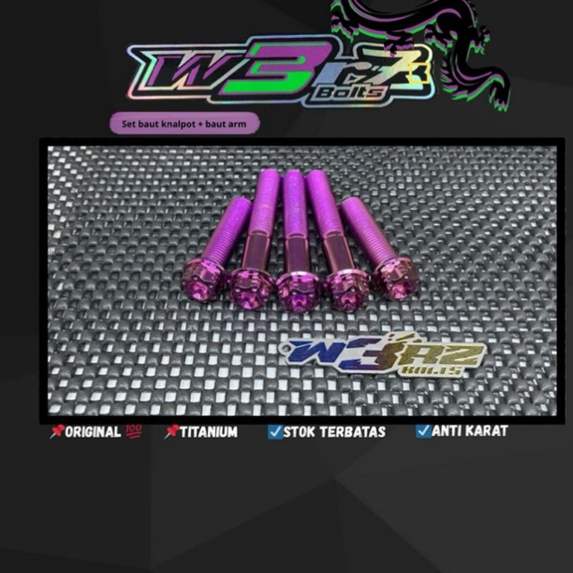 Sett knalpot ARM nmax aerox. Isi 5 baut salaya titanium original. Probolt baut titanium 2 kunci