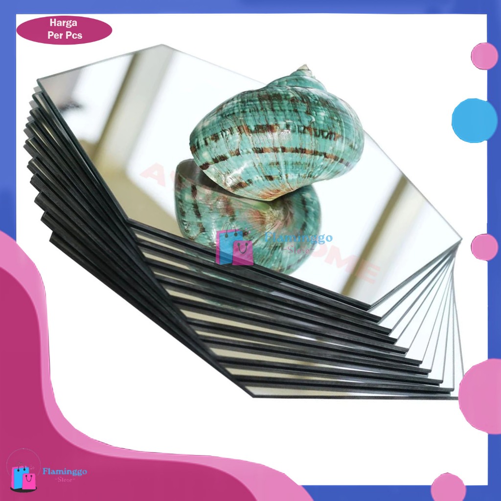 Cermin Tempel Dinding Hexagonal / Kaca Segi Enam Dekorasi Dinding