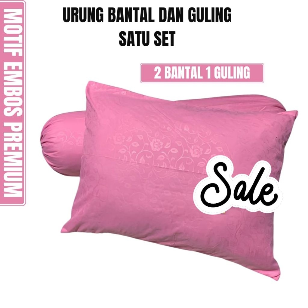 Urung bantal dan urung guling untuk isian kapuk dakron berbahan katun embos