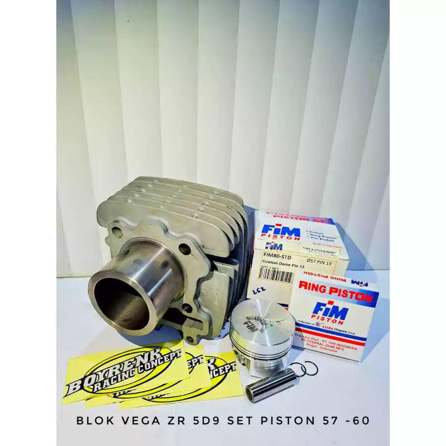 CYLINDER BLOK VEGA ZR/VEGAZR  5D9 BORE UP SET PISTON 57 57.5 58 58.5 59 59.5 60 PIN 13 - BOYRENK RAC