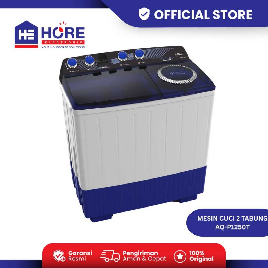 MESIN CUCI AQUA QW P1250T / AQUA JAPAN MESIN CUCI TWIN TUB QW P1250T [12KG]