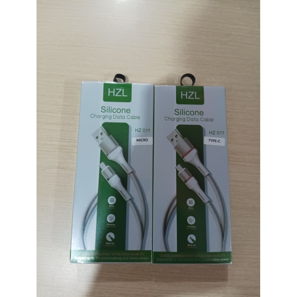 Kabel Data Silicone HZL HZ001C  3A Type C dan Micro//Kabel data HZL HZ011 micro type c