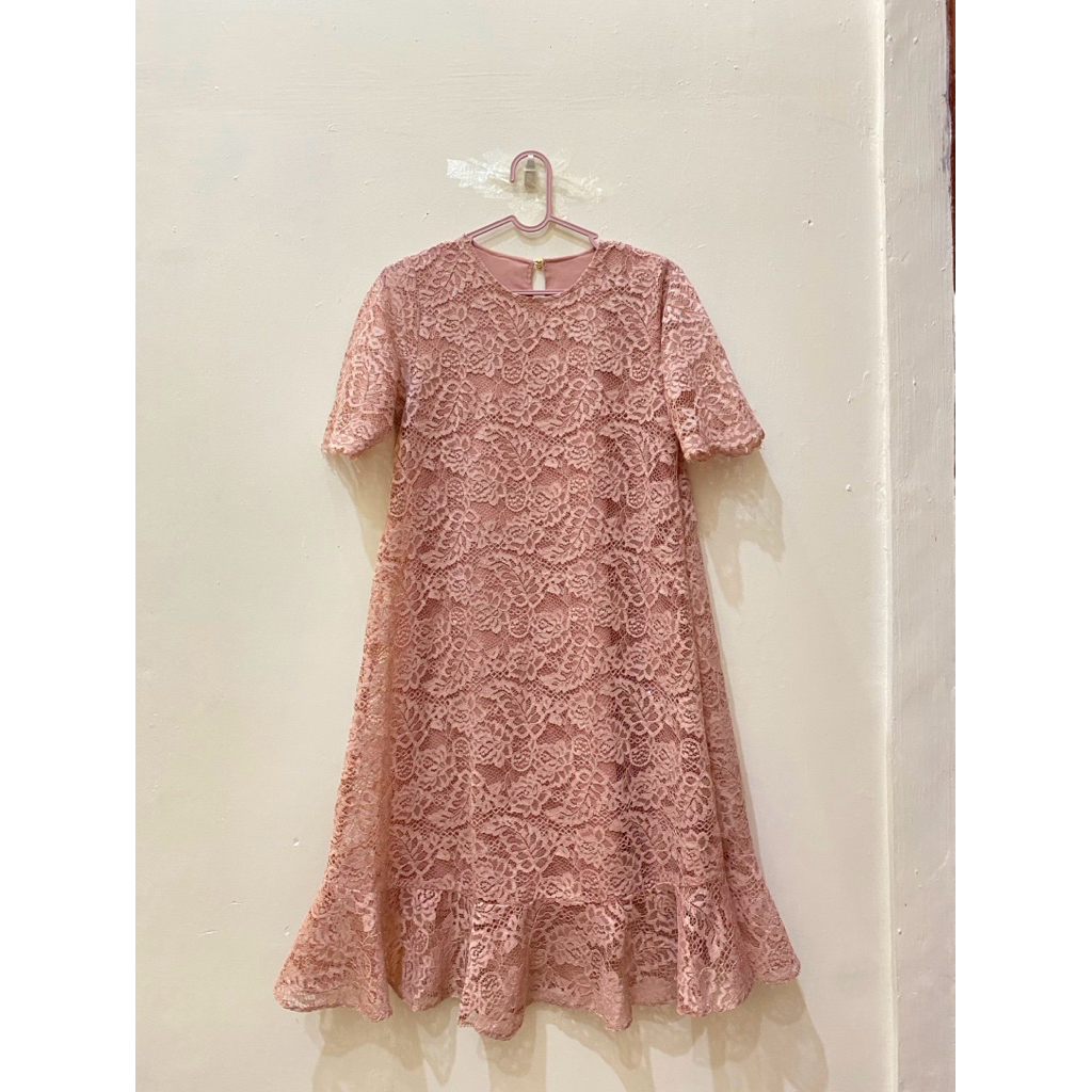 Dress Natal Brokat Pink