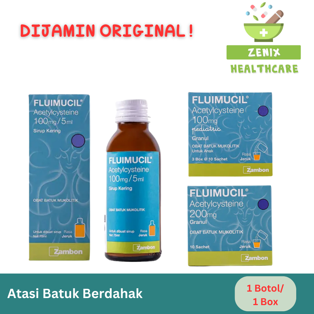 Fluimucil Sirup 200 mg | fluimucil Granul 200 mg | Fluimucil Pediatric 100 mg - Atasi Batuk Berdahak