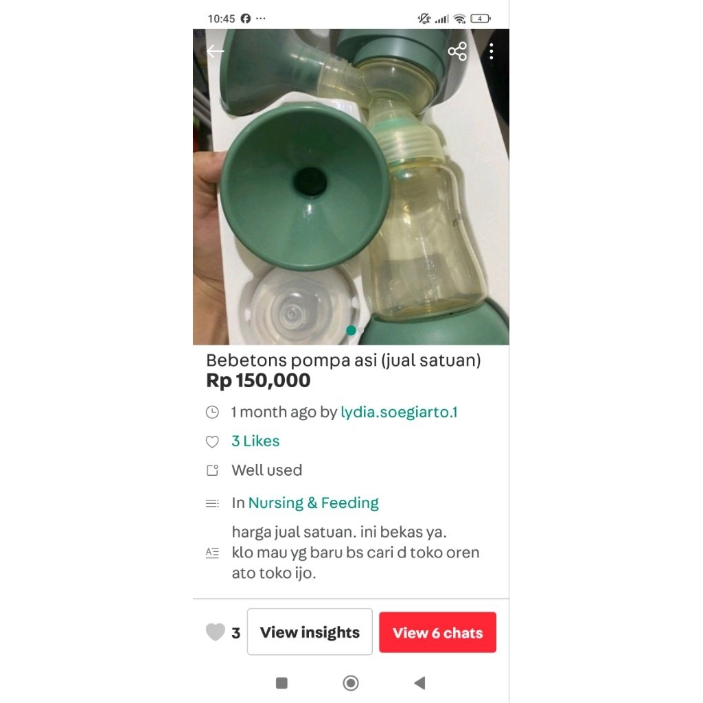 bebetons pompa asi preloved