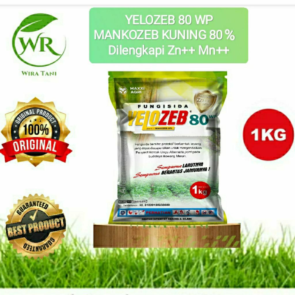 YELOZEB 80 WP 1KG MAnkozeb kuning 80% dilengkapi zink dan Mangan