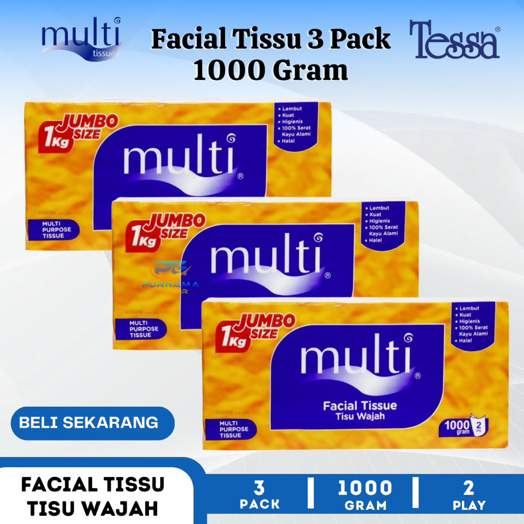 3 Box Tisu MULTI 1000 Gram Tissu Wajah JUMBO