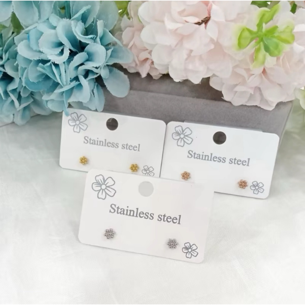 Anting Titanium Tusuk Wanita Motif Bunga Mawar Minimalis