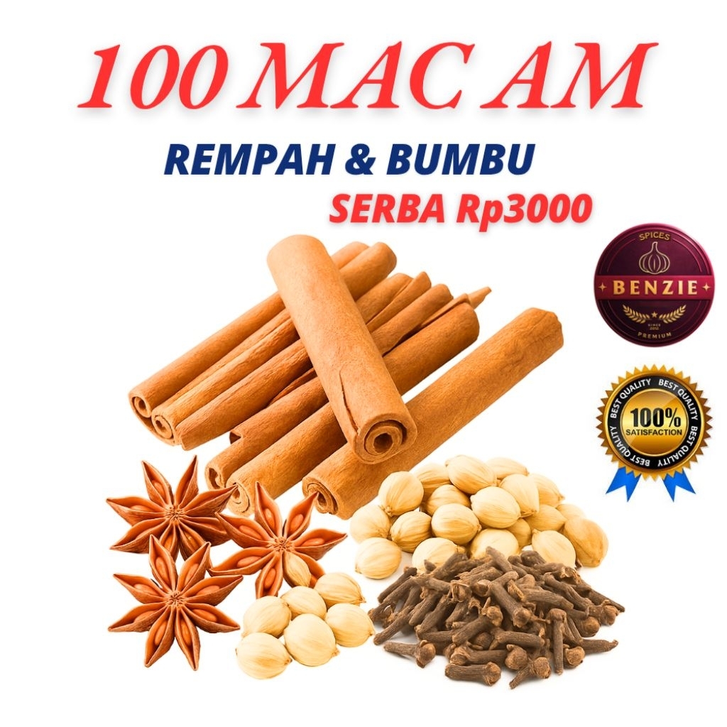 Bumbu Dapur Lengkap Grosir Rempah Kayu Manis Masoyi Kelabet Pekak Kemiri Pulosari Jinten Kapulaga