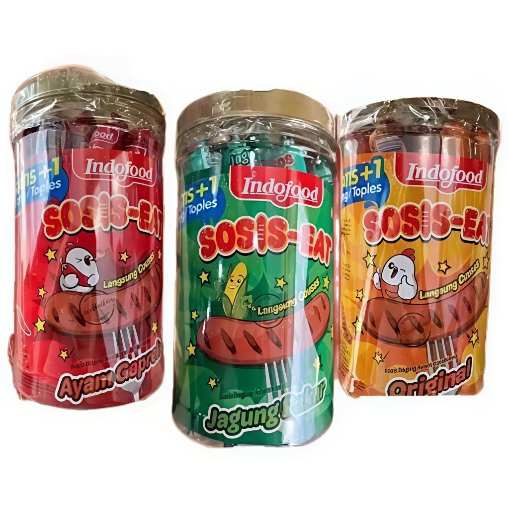 INDOFOOD SOSIS EAT SIAP MAKAN  RASA JAGUNG BAKAR |  AYAM GEPREK | ORIGINAL TOPLES NETTO 17 + 1 PCS m