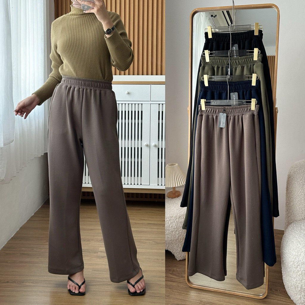 KANYA CUTBRAY PANTS Celana Semi Cutbray Pinggang Full Karet