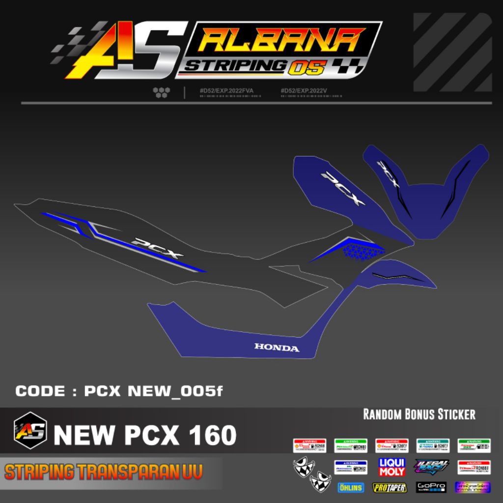 Sticker vareasi honda pcx 160/striping honda pcx 160 all new transparan