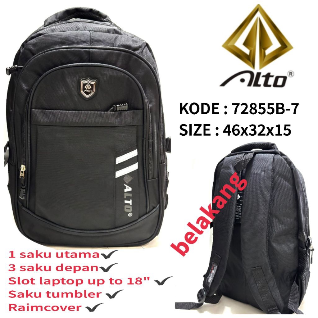 Tas Ransel Sekolah Terbaru Original Alto 72855B-7 Warna Hitam Tas Alto Murah