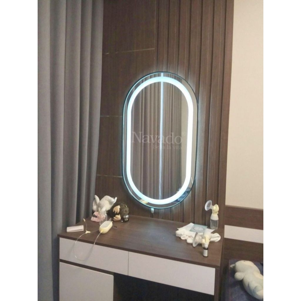 Cermin led aesthetic kapsul ring kaca cermin tempel dinding wastafel kamar mandi led mirror