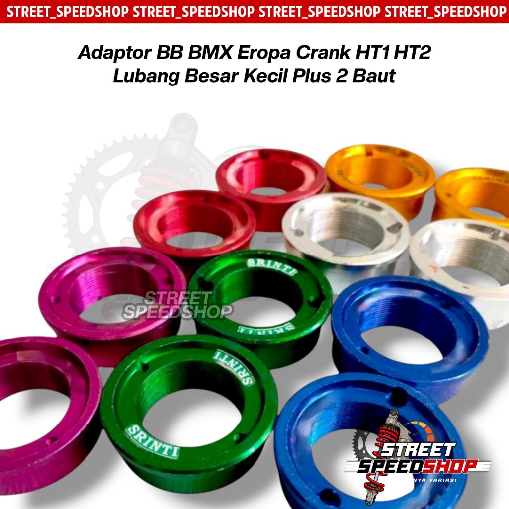 Adaptor BB BMX Eropa Crank HT1 HT2 Lubang Besar Kecil Plus 2 Baut