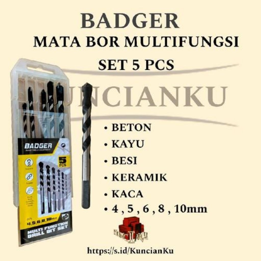 Mata bor multifungsi 5pcs / mata bor set / mata bor besi / mata bor kaca / mata bor kayu / mata bor 