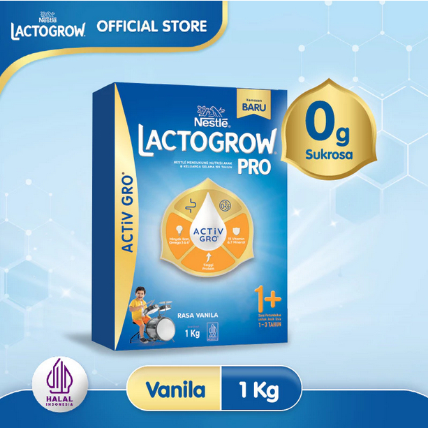 LACTOGROW PRO 1+ Vanila 1 Kg / 1000g [1-3 tahun]