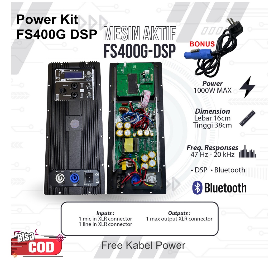 Power Kit  Mesin Speaker Active FS-400G-DSP Bluetooth FS 400G Class H