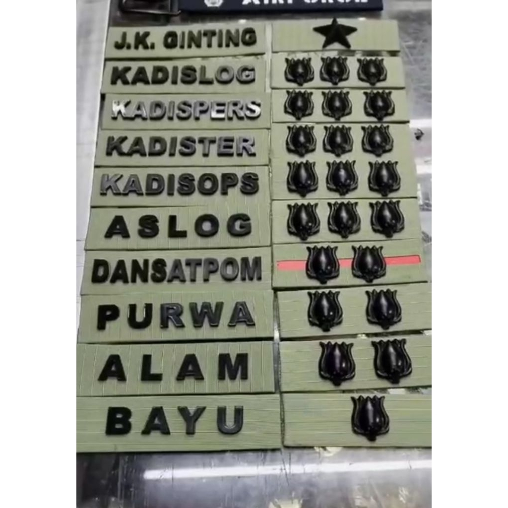 Pangkat topi pdl TNI terbaru sage green Letda / Lettu / Kapten