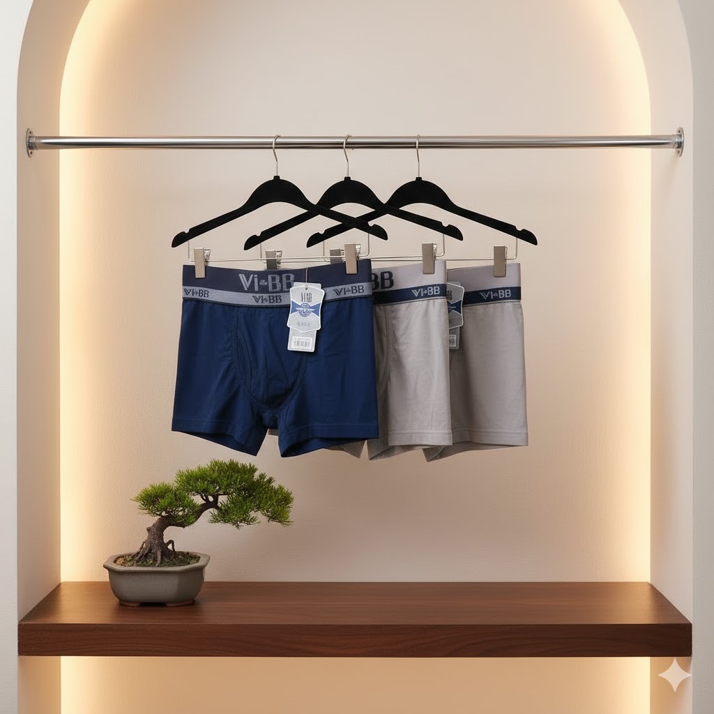 Celana Dalam Pria Boxer Pendek Vi&BB Isi ( 3 Pcs ) CD Segi Empat Karet Boxer | CD Nyaman Adem Anti I