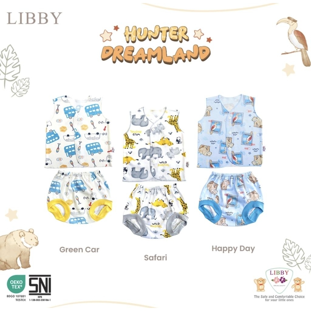 LIBBY | LIBBY SETELAN BAJU KUTUNG / PENDEK / PANJANG SIZE 0-3 BULAN | LIBBY HUNTER DREAMLAND | SETEL
