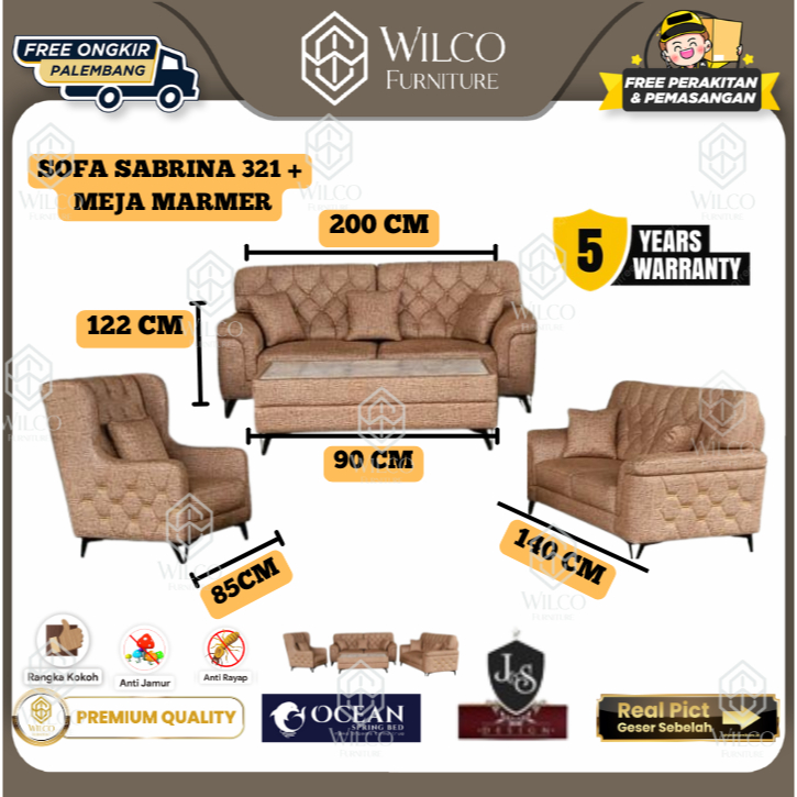 Sofa Ocean Sabrina 321 + Meja JS | Sofa Tamu Mewah Sofa Pejabat | Sofa Titov Kursi Tamu Kantor